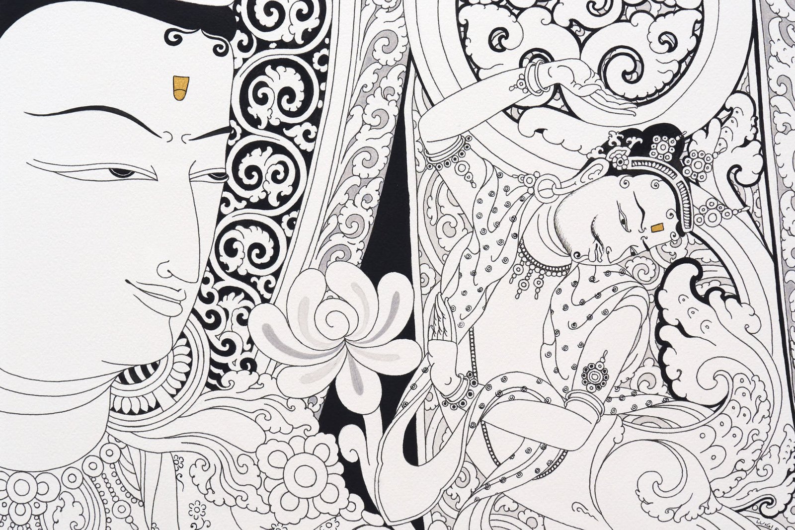 detail of an ink painting